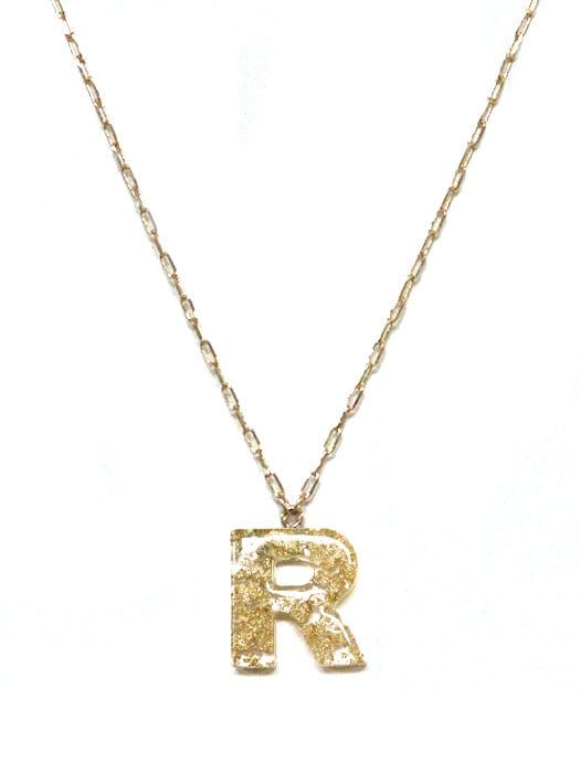 KN8193 Assorted 16 Piece Gold Acrylic Initial Necklace Pack - MiMi Wholesale