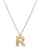 KN8193 Assorted 16 Piece Gold Acrylic Initial Necklace Pack - MiMi Wholesale