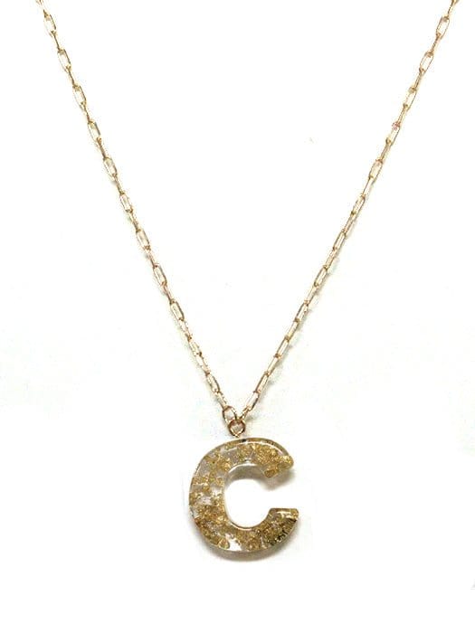 KN8193 Assorted 16 Piece Gold Acrylic Initial Necklace Pack - MiMi Wholesale