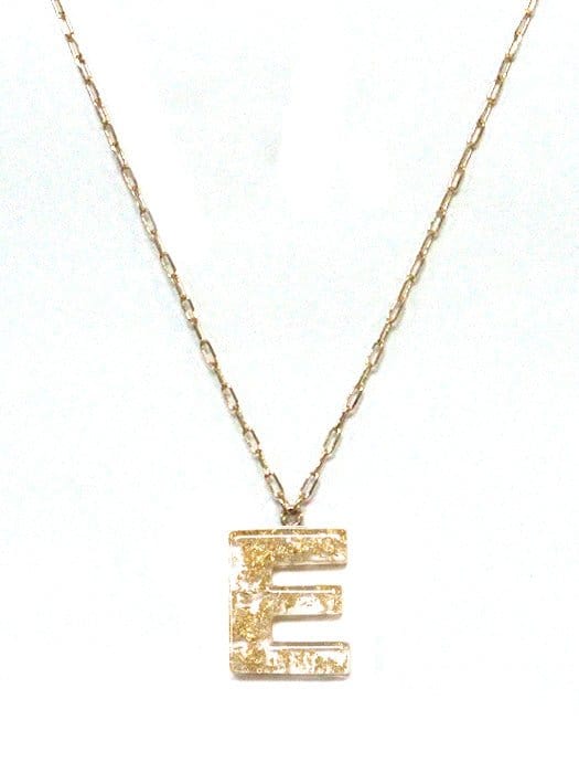 KN8193 Assorted 16 Piece Gold Acrylic Initial Necklace Pack - MiMi Wholesale