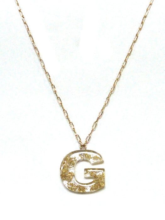 KN8193 Assorted 16 Piece Gold Acrylic Initial Necklace Pack - MiMi Wholesale