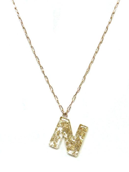 KN8193 Assorted 16 Piece Gold Acrylic Initial Necklace Pack - MiMi Wholesale