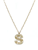 KN8193 Assorted 16 Piece Gold Acrylic Initial Necklace Pack - MiMi Wholesale