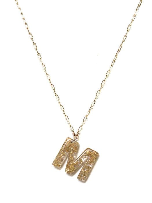 KN8193 Assorted 16 Piece Gold Acrylic Initial Necklace Pack - MiMi Wholesale