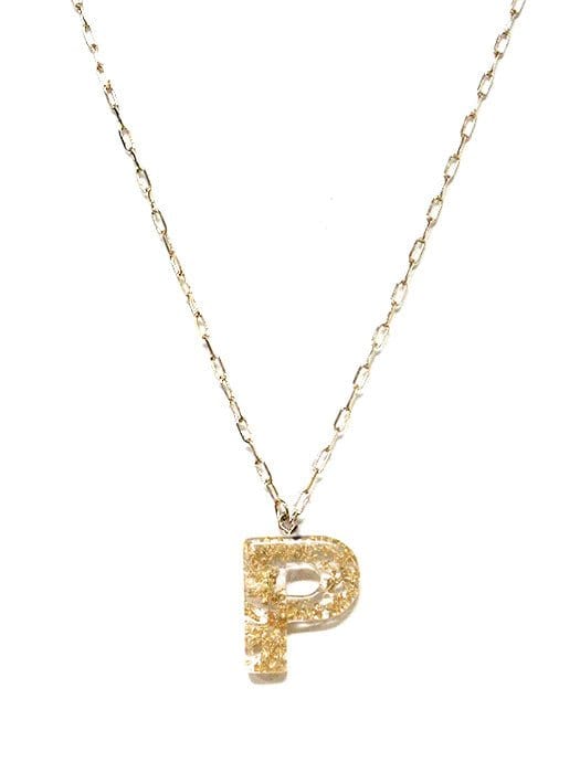 KN8193 Assorted 16 Piece Gold Acrylic Initial Necklace Pack - MiMi Wholesale