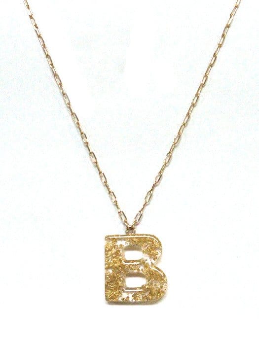 KN8193 Assorted 16 Piece Gold Acrylic Initial Necklace Pack - MiMi Wholesale