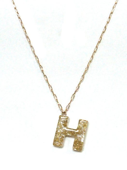 KN8193 Assorted 16 Piece Gold Acrylic Initial Necklace Pack - MiMi Wholesale