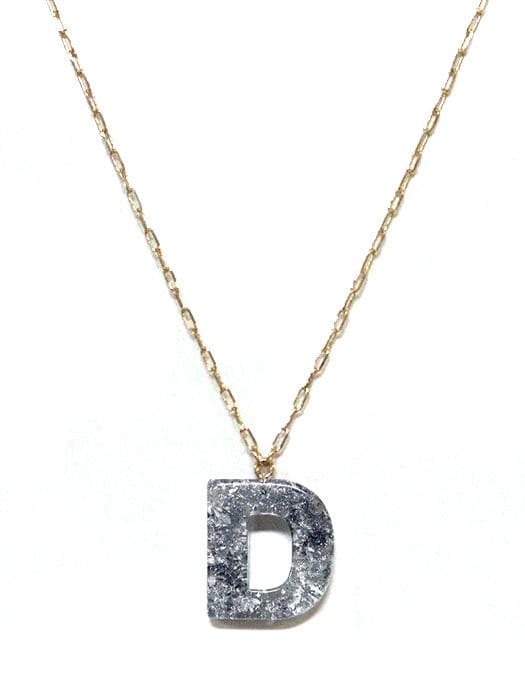 KN8194 Assorted 16 Piece Silver Acrylic Initial Necklace Pack - MiMi Wholesale