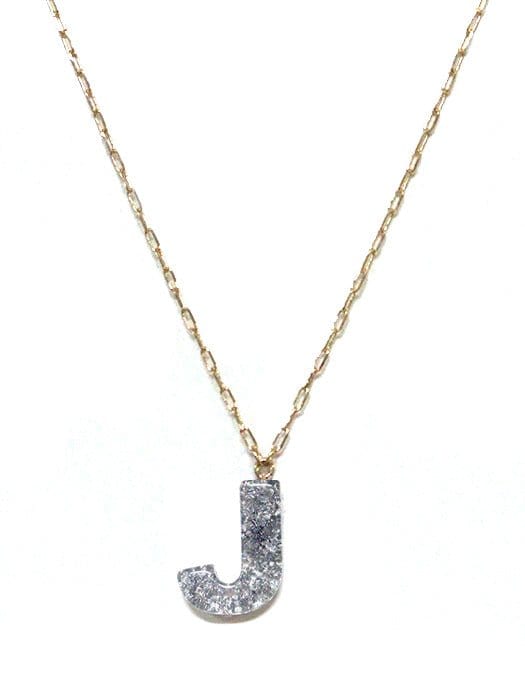 KN8194 Assorted 16 Piece Silver Acrylic Initial Necklace Pack - MiMi Wholesale