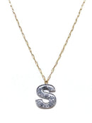 KN8194 Assorted 16 Piece Silver Acrylic Initial Necklace Pack - MiMi Wholesale