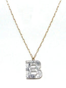 KN8194 Assorted 16 Piece Silver Acrylic Initial Necklace Pack - MiMi Wholesale