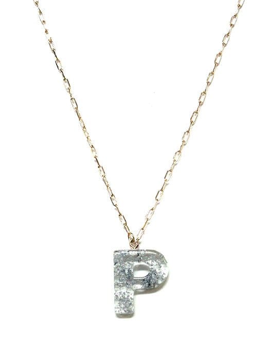 KN8194 Assorted 16 Piece Silver Acrylic Initial Necklace Pack - MiMi Wholesale