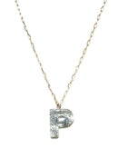 KN8194 Assorted 16 Piece Silver Acrylic Initial Necklace Pack - MiMi Wholesale