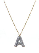 KN8194 Assorted 16 Piece Silver Acrylic Initial Necklace Pack - MiMi Wholesale