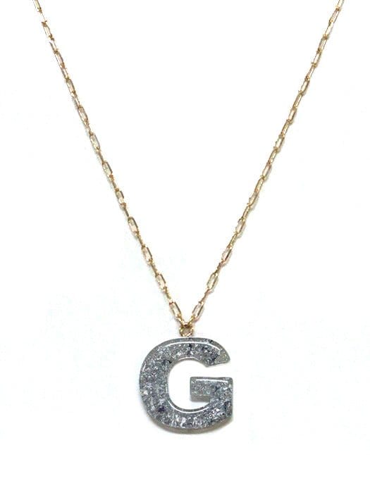 KN8194 Assorted 16 Piece Silver Acrylic Initial Necklace Pack - MiMi Wholesale