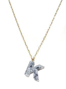 KN8194 Assorted 16 Piece Silver Acrylic Initial Necklace Pack - MiMi Wholesale