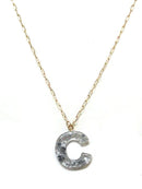 KN8194 Assorted 16 Piece Silver Acrylic Initial Necklace Pack - MiMi Wholesale