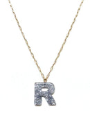 KN8194 Assorted 16 Piece Silver Acrylic Initial Necklace Pack - MiMi Wholesale