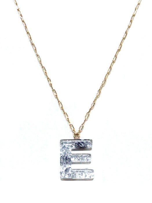KN8194 Assorted 16 Piece Silver Acrylic Initial Necklace Pack - MiMi Wholesale
