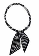 KNSS403 Stripe Print Scarf Necklace - MiMi Wholesale