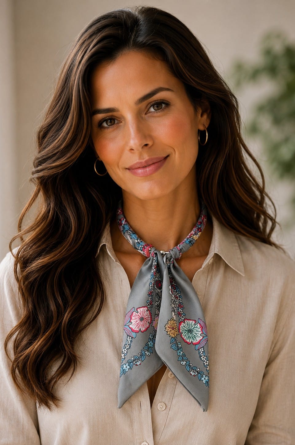 KNSS407 Floral Print Scarf Necklace - MiMi Wholesale