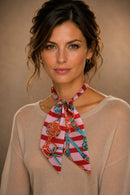 KNSS409 Equestrian Print Scarf Necklace - MiMi Wholesale