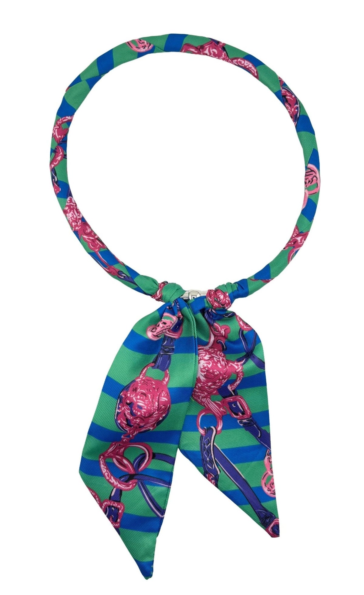 KNSS409 Equestrian Print Scarf Necklace - MiMi Wholesale