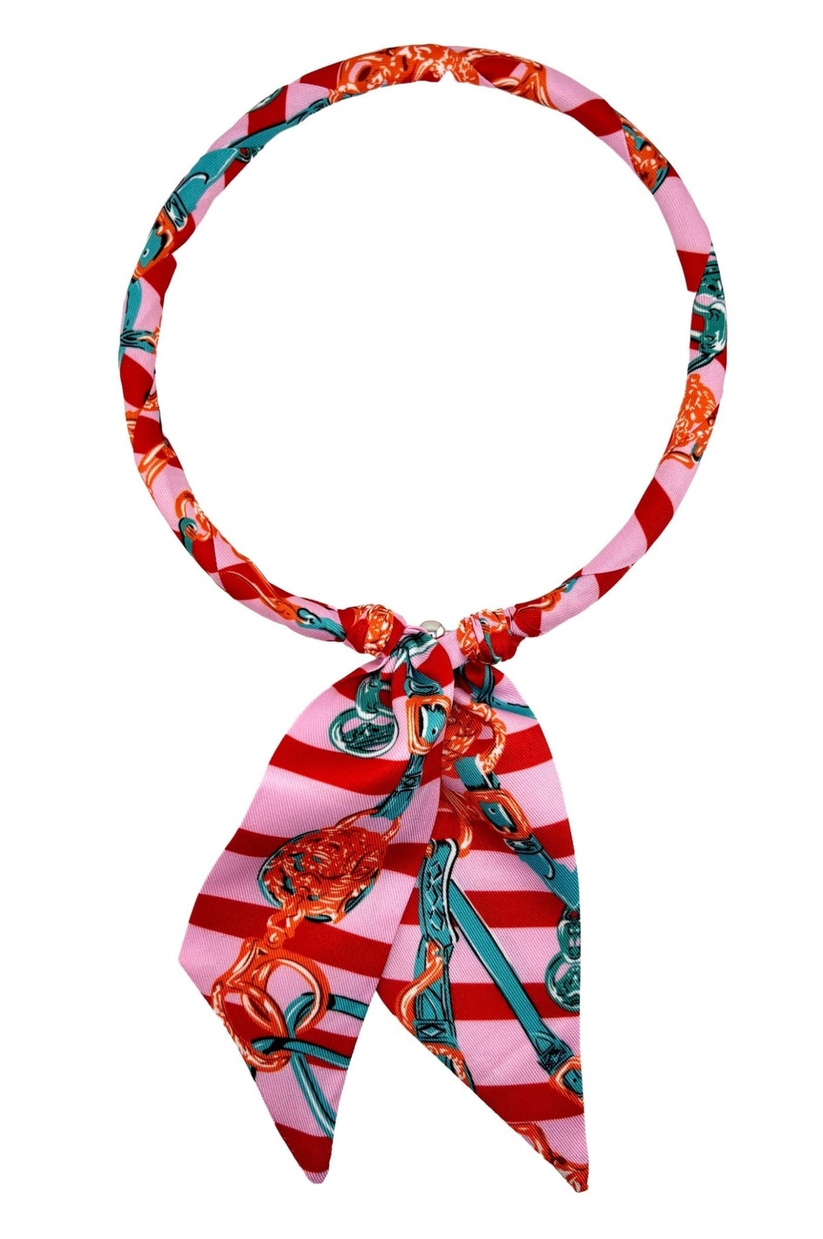 KNSS409 Equestrian Print Scarf Necklace - MiMi Wholesale