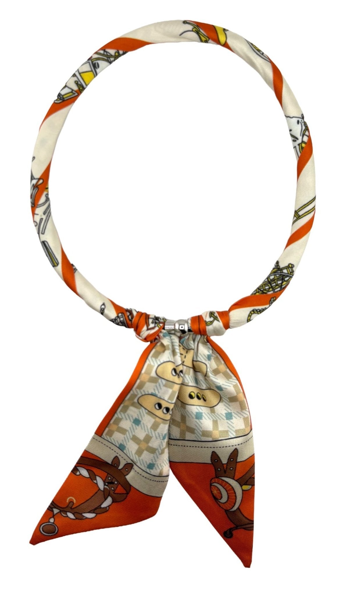 KNSS416 Nautical Equestrian Print Scarf Necklace - MiMi Wholesale