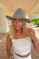 KP013 Horseshoe Lace With Braided Suede Trim Panama Hat - MiMi Wholesale