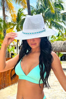 KP017 C.C Brand Bris Rhinestone Bugle Bead Panama Hat - MiMi Wholesale