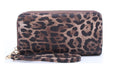 LE0012 Gia Leopard Print Double Zip-Around Wallet Wristlet - MiMi Wholesale