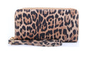 LE0012 Gia Leopard Print Double Zip-Around Wallet Wristlet - MiMi Wholesale
