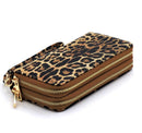 LE0012 Gia Leopard Print Double Zip-Around Wallet Wristlet - MiMi Wholesale