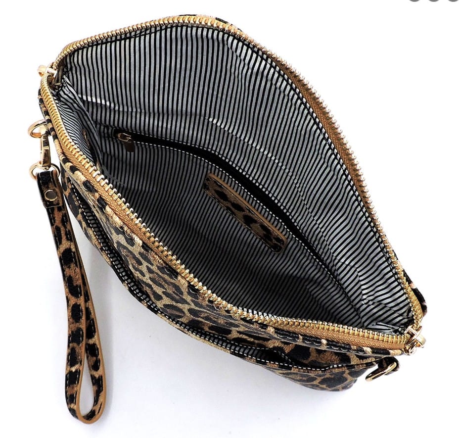 LE023 Sienna Leopard Print Envelope Crossbody Bag - MiMi Wholesale