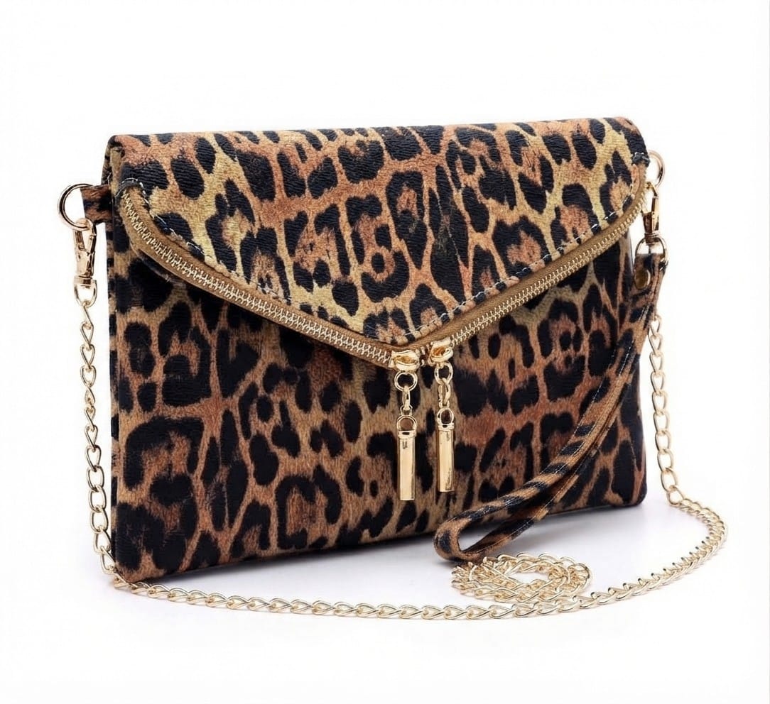 LE023 Sienna Leopard Print Envelope Crossbody Bag - MiMi Wholesale