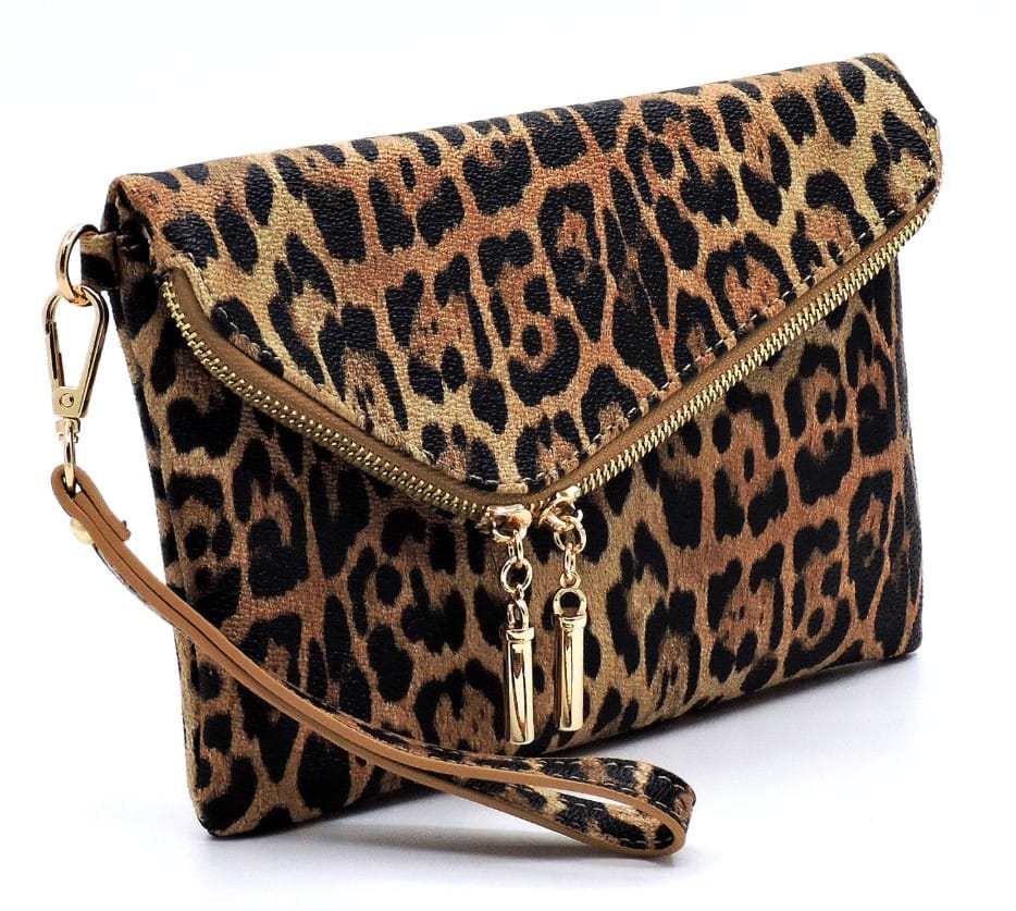 LE023 Sienna Leopard Print Envelope Crossbody Bag - MiMi Wholesale