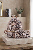 LE1062W Lola Leopard Print Backpack & Wallet Set - MiMi Wholesale