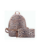 LE1062W Lola Leopard Print Backpack & Wallet Set - MiMi Wholesale