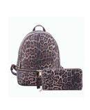 LE1082W Cleo Leopard Print Backpack & Wallet Set - MiMi Wholesale