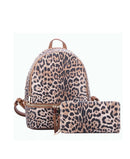 LE1082W Cleo Leopard Print Backpack & Wallet Set - MiMi Wholesale