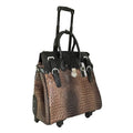 LG2668FW Four Wheel Two Tone Croc Rolling Luggage Bag - MiMi Wholesale