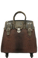 LG2668FW Four Wheel Two Tone Croc Rolling Luggage Bag - MiMi Wholesale
