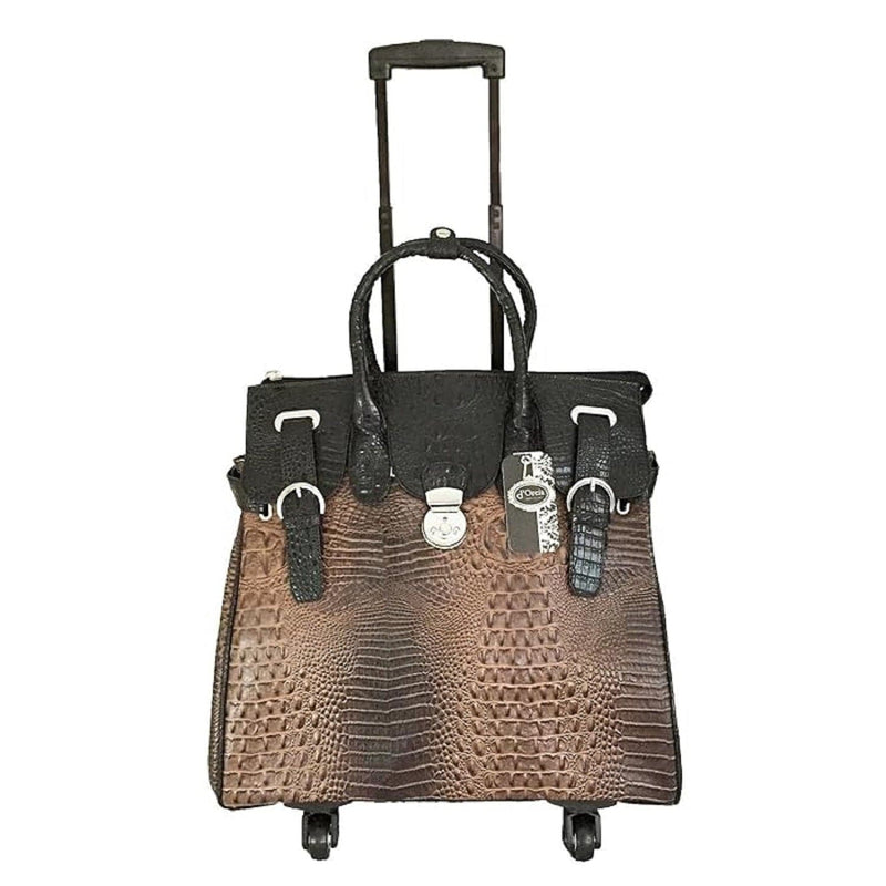 LG2668FW Four Wheel Two Tone Croc Rolling Luggage Bag - MiMi Wholesale