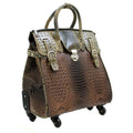 LG2668FW Four Wheel Two Tone Croc Rolling Luggage Bag - MiMi Wholesale