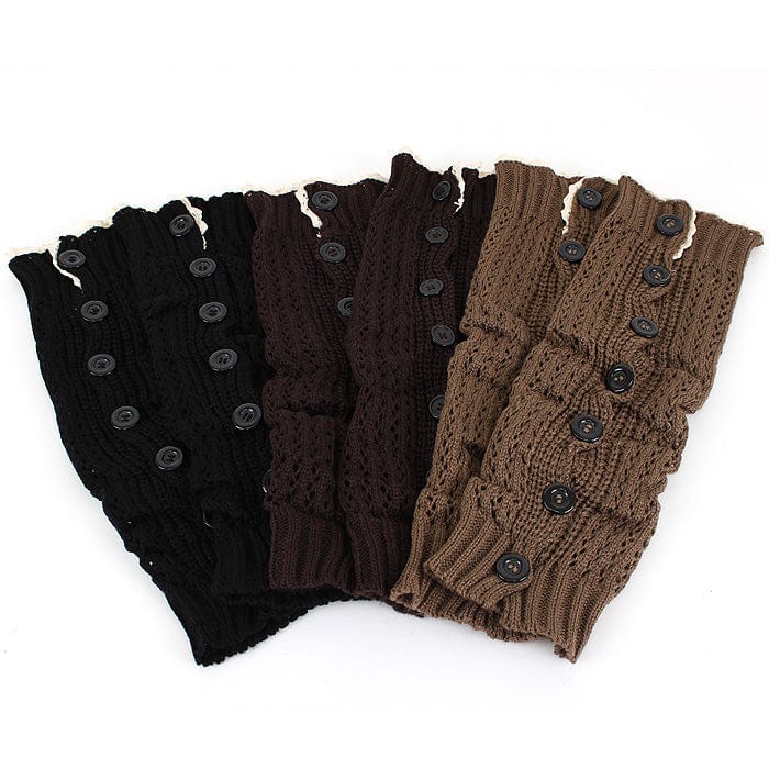 LG8111 Fashion Crochet Button Down Long Boot Cuffs/Leg Warmers - MiMi Wholesale