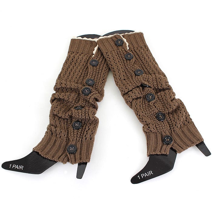 LG8111 Fashion Crochet Button Down Long Boot Cuffs/Leg Warmers - MiMi Wholesale