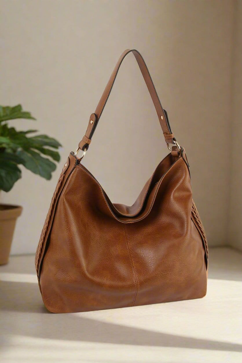 LH113Z Braided Side Detail Hobo Bag - MiMi Wholesale