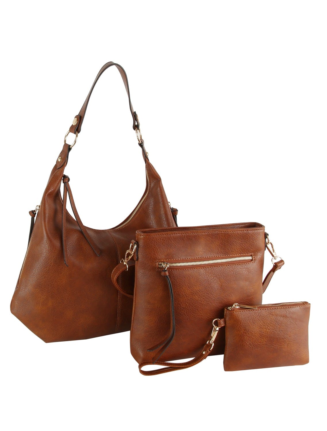 LMD038Z 3 in 1 Hobo, Crossbody, Wristlet Set - MiMi Wholesale