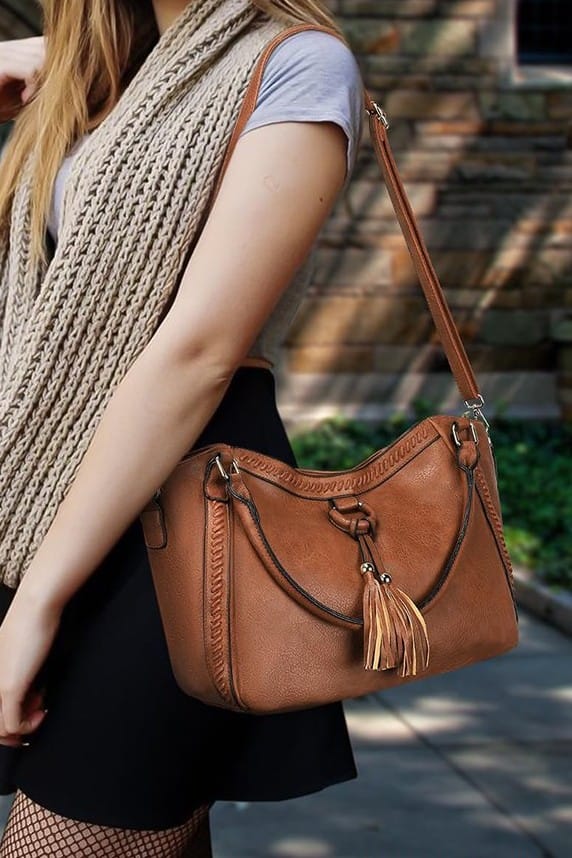 LMD039 Tracy Tassel Stitch Satchel - MiMi Wholesale